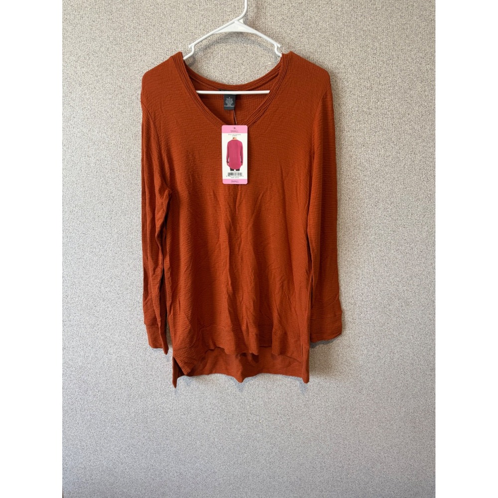 Adrianna Papell Auburn Waffle Knit V-Neck Tunic Top AD1S300854 Small NWT